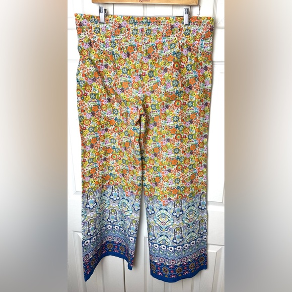 Anthro PINKERTON Wide Leg Pants Pajamas Floral Colorful Boho Palazzo - Picture 7 of 11